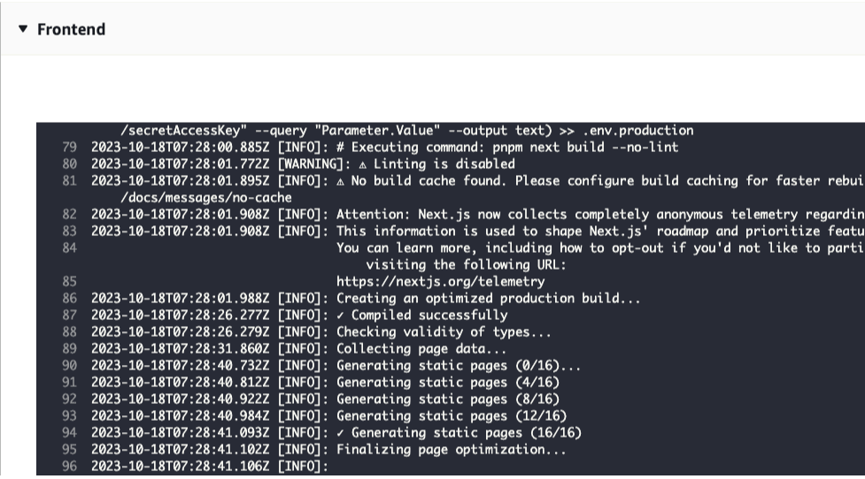 Aws amplify monitoring code build